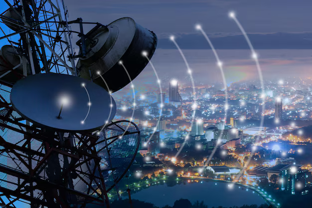 Telecom equipment with a city background